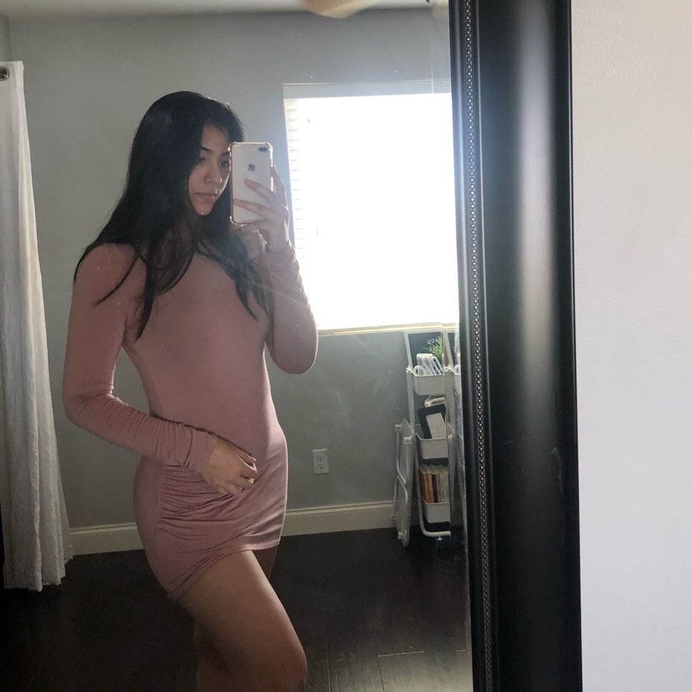 Light Pink Long Sleeve Mini Dress